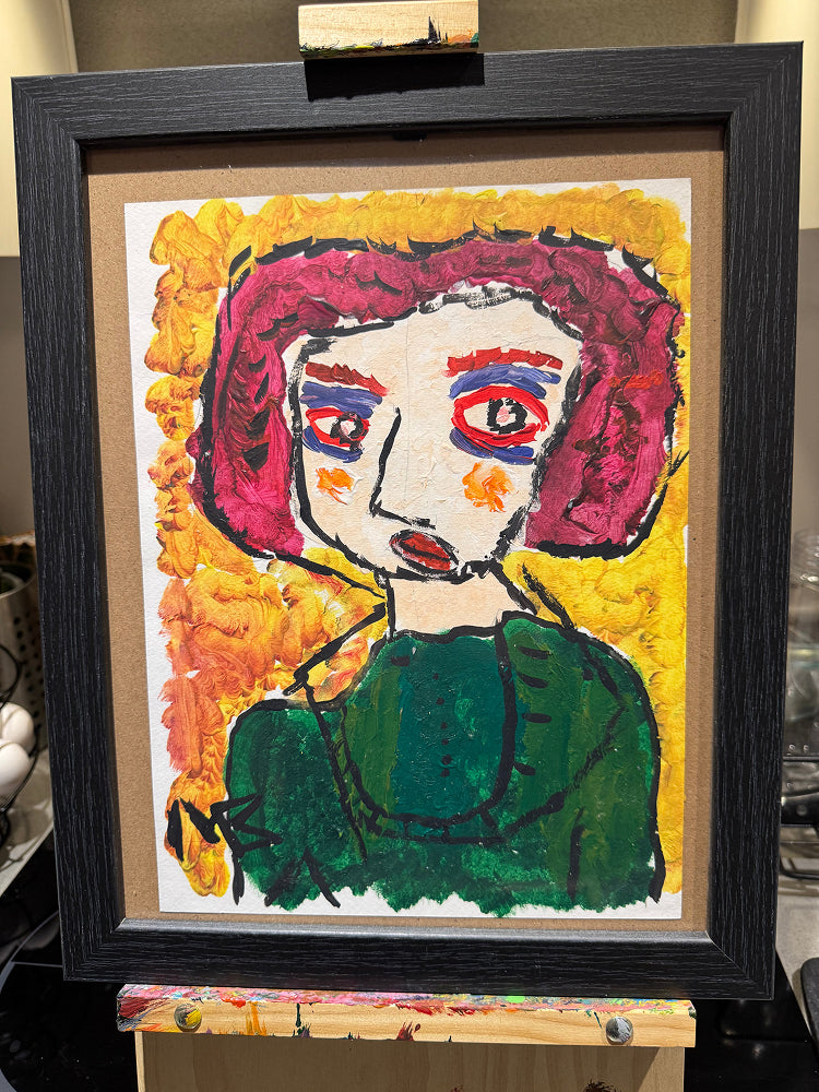 Pink Haired Figure In Emerald Green